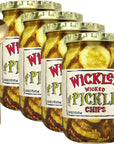 Wicked Pickle Chips 16 Oz  Tangy  Crisp Bundle with Moofin Golden SS Spoon Perfect for Snacking  Pickled Vegetables in Jar Bold Flavor No Artificial Colors or MSG Pack of 4