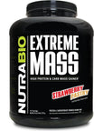 NutraBio Extreme Mass - 53G Protein - Advanced Anabolic Muscle Mass Gainer Protein - High Calorie - Full Spectrum Amino Acid - Strawberry Pastry, 6 Pound