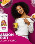 Ceres 100 All Natural Pure Fruit Juice Blend  Delicious Passion Fruit Edition  Rich in Vitamin C No Added Sugar or Preservatives Cholesterol Free Gluten Free  338 FL OZ Pack of 6