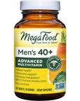 MegaFood Men's 40+ Advanced Multivitamin for Men - Dr-Formulated - Choline, Vitamin B, Vitamin C, Vitamin D, Zinc & Real Food - Brain Health, Immune Support - Vegetarian - 120 Tabs (60 Servings)