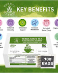 Herbal Hermit Yerba Mate Tea with 100 tea bags Natural Organic Yerba Matte Rich in Chlorophyll Antioxidants and Vitamins Made in USA