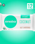 JONESBAR USDA Organic Fruit & Nut Bar, Non-GMO, Kosher, Vegan, Gluten Free, Simple Snack Bar (Coconut Almond, 12 Count (Pack of 1))