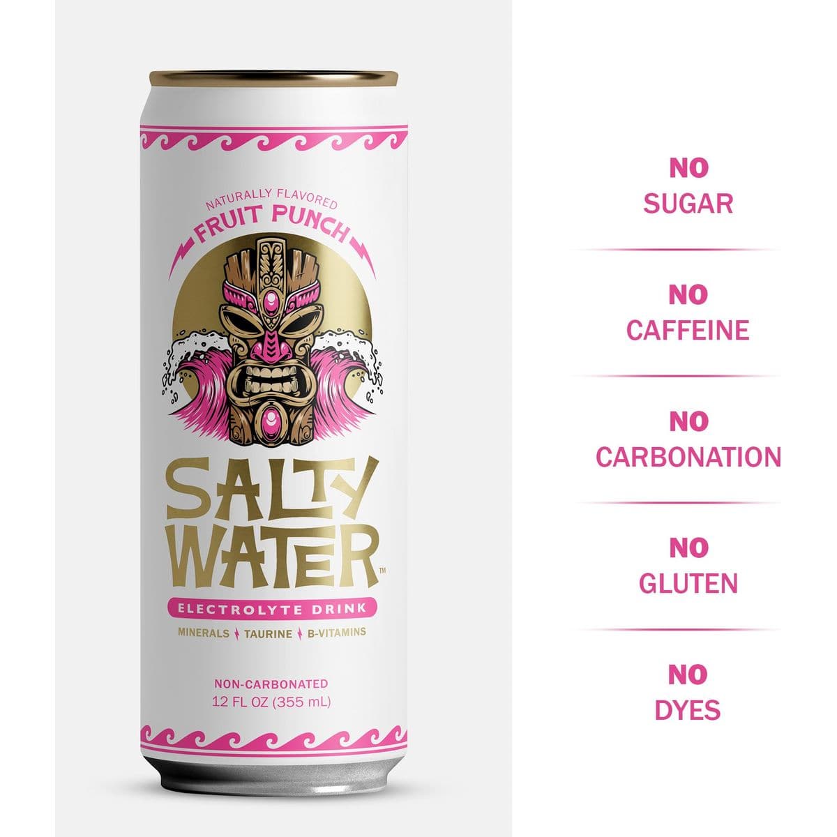 SaltyWater Electrolyte Drink Fruit Punch  Zero Sugar Premium Sports Drink Minerals Taurine BVitamins Zinc NonCarbonated Zero Caffeine Hydration Drink  12 Pack 12 oz