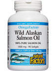 Natural Factors, Wild Alaskan Salmon Oil Provides Omega-3, EPA, DHA & Vitamin D, Supports Brain & Heart Health, 90 Softgels