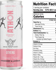 ATHON Natural Energy Drink Athena Strawberry Lavender  Zero Calories  Naturally Sweetened  LTheanine and BVitamins  200mg Caffeine  12 fl oz Cans 12 pack