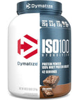 Dymatize ISO 100 Whey Protein Powder with 25g of Hydrolyzed 100% Whey Isolate, Fudge Brownie, 49 Ounce