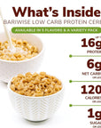 BariWise Protein Cereal Variety Pack Low Sugar Gluten Free Keto Friendly  Low Carb 7ct