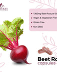 Beet Root Powder Capsules - Supports Athletic Performance, Digestive Health, Immune System - Nature's Beet Root Extract Supplement 1300mg per Serving - Vegan, Gluten Free, Non-GMO - 60 Capsules