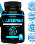 L Arginine 1600mg Supplement - (120 Capsules) - Nitric Oxide Complex - [Maximum Strength] - Stamina, Muscle, Vascularity & Energy - Powerful NO Booster - Gluten Free, Non-GMO - USA Made - (120 Count)