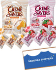 CREME SAVERS  Classic Original Individally Wrapped Strawberries and Creme and Orange and Creme Hard Candy  2  PACK Variety  Sameday Shippers Card