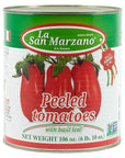 Large Can La San Marzano Peeled Plum Tomatoes in Puree with Basil Leaf 106 oz 10 Can Premium Quality 100 Product of Italy Authentic Italian Flavor