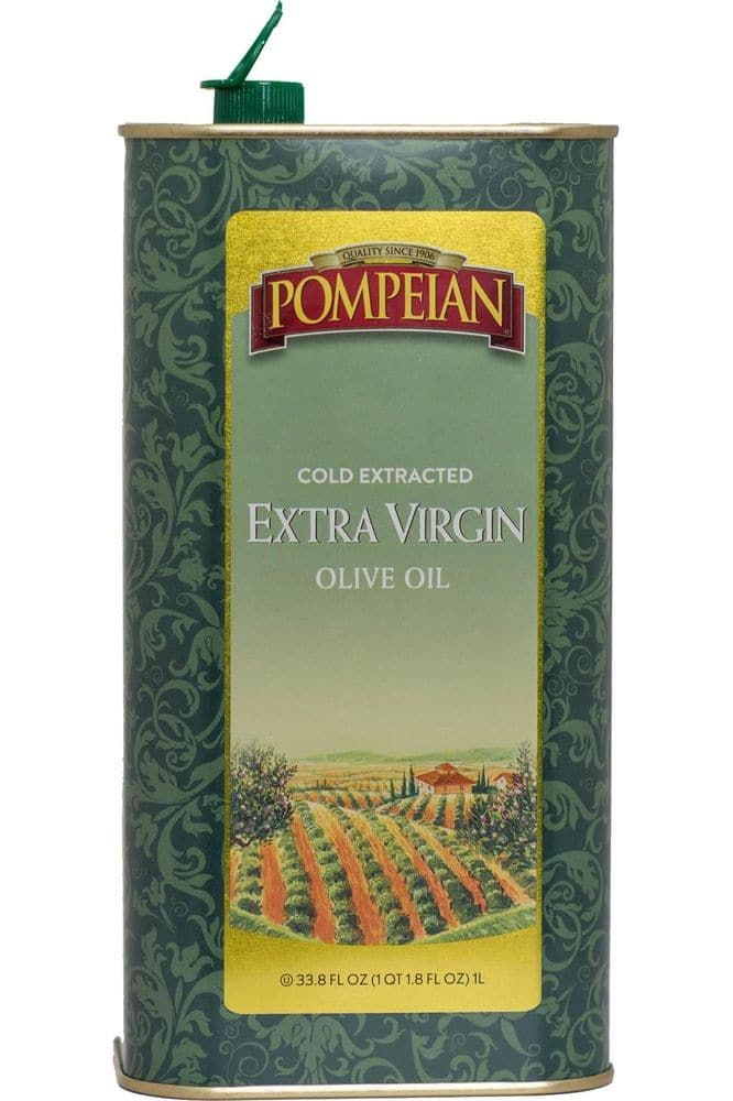 Pompeian Extra Virgin Olive Oil, Cold Extracted, Smooth &amp; Delicate Flavor, Perfect for Sautéing, Salads &amp; Drizzling, 33.8 FL. OZ. Tin