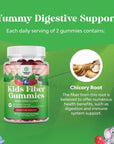 Sugar Free Fiber Gummies for Kids - Delicious Prebiotic Kids Fiber Gummies for Constipation Digestive Support & Immunity - Non-GMO Vegan Chicory Root Soluble Fiber Supplement for Kids Digestive Health