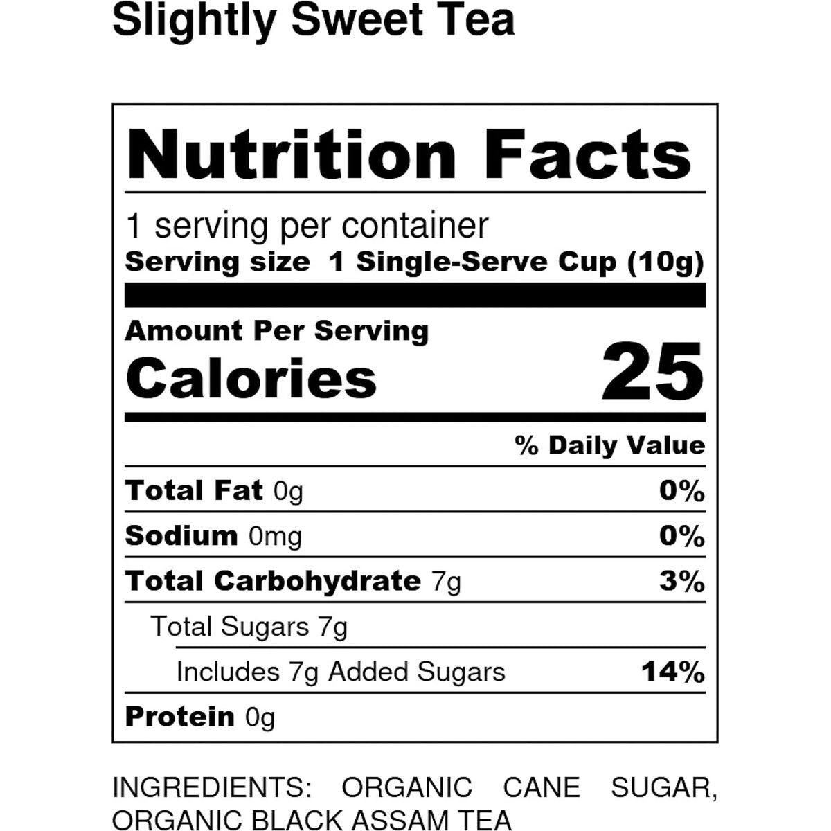 Slightly Sweet Tea Single Serve Keurig KCup Compatible Tea Pods 12 count  Not Too Sweet Not Too Bland Just Right Certified Organic Hot Brewed Low Calorie Slightly Sweet Tea