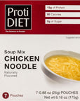 ProtiDiet High Protein Chicken Noodle Soup 15g Protein Low Calorie Low Carb Very Low Fat Sugar Free Diet Soup Mix KETO Friendly Ideal Protein Compatible 7 Count Box