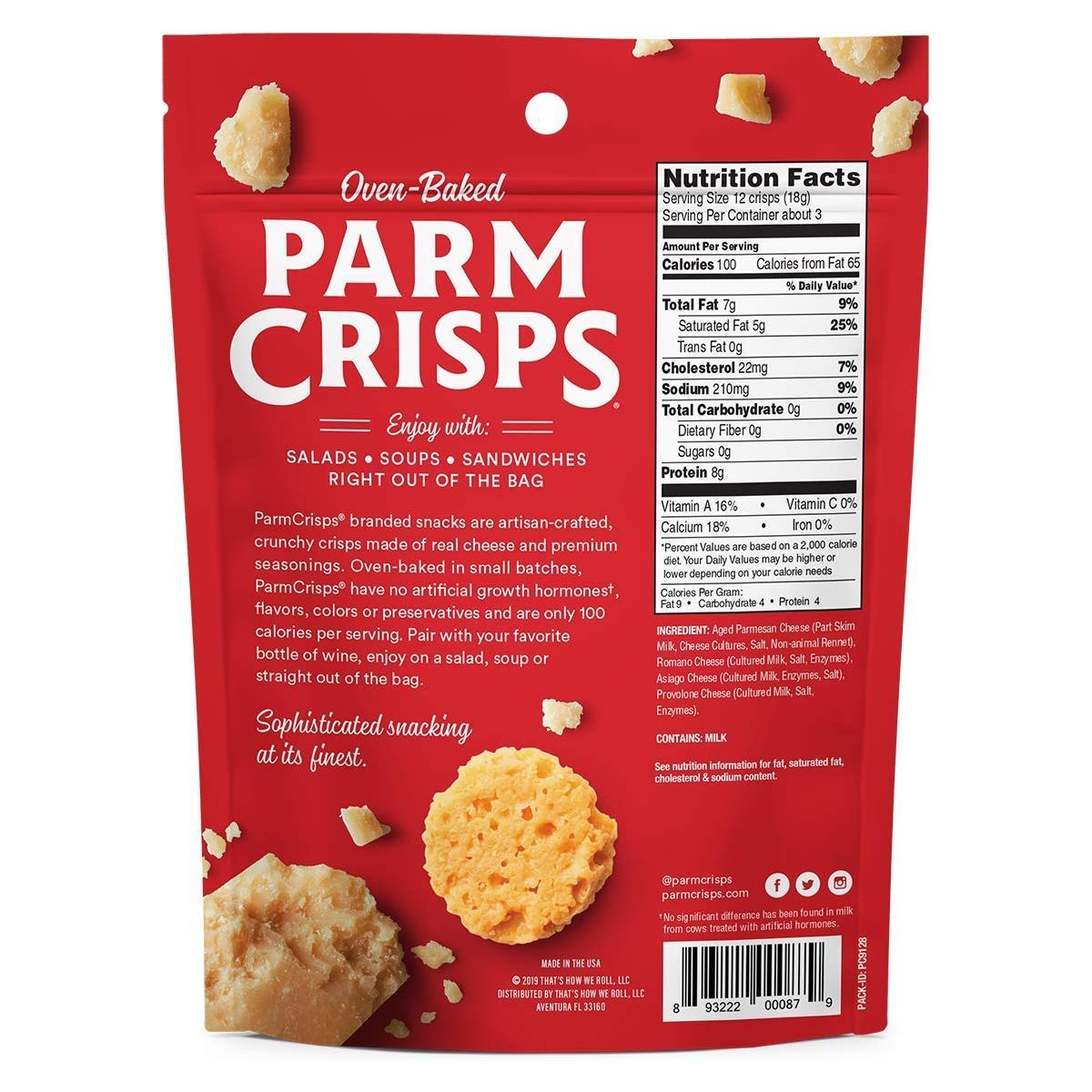 ParmCrisps - Four Cheese Parm Crisps, Made Simply with 100% REAL Cheese | Healthy Keto Snacks, Low Carb, High Protein, Gluten Free, Oven Baked, Keto-Friendly | 1.75 Oz (Pack of 6)