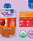 Plum Organics Stage 2 Organic Baby Food - Apple and Carrot - 4 oz Pouch (Pack of 6) - Organic Fruit and Vegetable Baby Food Pouch