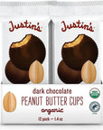 JUSTIN'S Organic Dark Chocolate Peanut Butter Cups, 12 Pack (2 cups each)