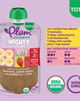 Plum Organics Mighty Builder Organic Toddler Food - Banana, White Bean, Strawberry, and Chia - 4 oz Pouch (Pack of 12) - Organic Fruit and Vegetable Toddler Food Pouch