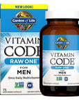 Garden of Life Multivitamin for Men, Vitamin Code Raw One - Once Daily, Vitamins Plus Fruit, Veggies & Probiotics, 75 Count