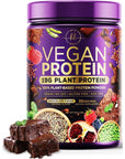 Vegan Protein Powder, Chocolate Fudge - 100% Plant Based Protein - 3.4g BCAAs