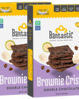 Bantastic Brownie Keto Snack, Double Chocolate Crisps - Crunchy Thin, Naturally Sweet Sugar Free Brownies Snack with Chocolate Chips, Gluten Free, Low Carb, Dairy Free, 3 Oz Ea (Pack of 2)