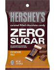 HERSHEYS Zero Sugar Caramel Filled Chocolate Candy Bags 3 oz 12 Count