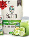 Salud 2-in-1 Hydration and Immunity Electrolytes Powder, Cucumber Lime - 15 Servings, Agua Fresca Drink Mix, Elderberry, Dairy & Soy Free, Non-GMO, Gluten Free, Vegan, Low Calorie, 1g of Sugar