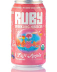 Ruby Hibiscus Organic Flavored Drinking Water Variety Pack of 5  Fresh Beverages  No Added Sugar  Blood Orange Fuji Apple Concord Grape Berry Cherry Sparkling Hibiscus  5 x 12 fl oz