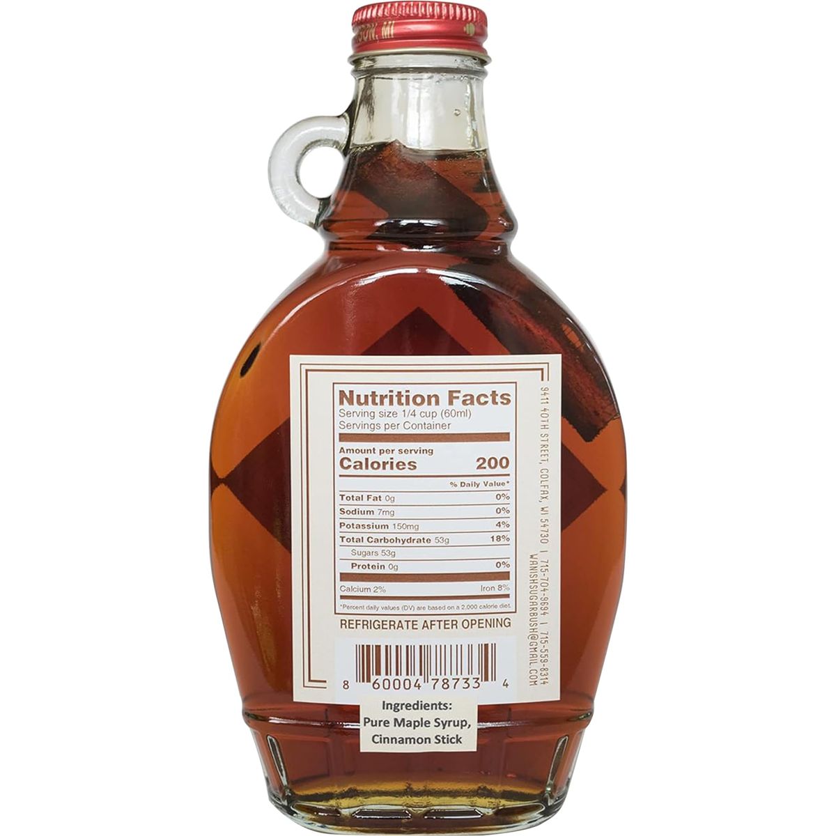 WANISH SUGAR BUSH 100 Pure Cinnamon Maple Syrup 8 oz Bottle  Rich Cinnamon Maple from Wisconsins Lush Northwoods  Ideal for Pancakes Waffles Baking  More