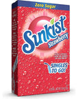 Sunkist Singles To Go Drink Mix Strawberry 3 Boxes with 6 Packets Each 18 Total Servings