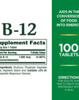 Nature's Bounty Vitamin B12 1000mcg, Supports Energy Metabolism and Nervous System Health, Vitamin Supplement, 100 Tablets