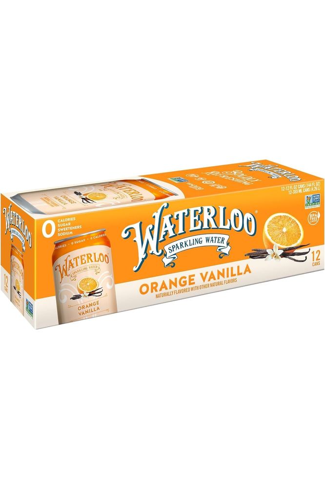 Waterloo Sparkling Water, Orange Vanilla Naturally Flavored - 12 Fl Oz Cans, Pack of 12