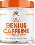 Genius Caffeine Pills 100mg, Extended-Release Microencapsulated Caffeine Pills - All-Natural Non-Crash Sustained Energy, Focus & Concentration Supplement - Nootropic Brain Booster - 100 Capsules