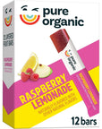 Pure Organic Layered Fruit Bars, Gluten Free and Vegan, Kids Fruit Snacks, Raspberry Lemonade, 6.2oz Box (12 Bars)