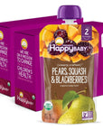 Happy Baby Organics Clearly Crafted Stage 2 Baby Food, Pears, Squash & Blackberries, 4 Ounce Pouch (Pack of 16)