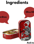 Spiced Sardines in hot olive Oil 3 tins x 125 g Porthos  Portugal