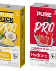 Pure Kick Pro Variety Pack  Strawberry Ice Pop and Pineapple Coconut Powdered Drink Mix  Pack of 2  Zero Calorie  Low Sugar  Hydrate  100 DV of Vitamins A C and E