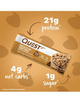 Quest Nutrition Chocolate Chip Cookie Dough Protein Bars, High Protein, Low Carb, Gluten Free, Keto Friendly, 12 Count