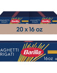 Barilla Spaghetti Rigati Pasta, 16 oz. Box (Pack of 20) - Non-GMO Pasta Made with Durum Wheat Semolina - Kosher Certified Pasta