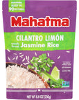 Mahatma Ready to Heat Cilantro LimónFlavored Jasmine Rice Precooked Rice Microwaveable in 90 Seconds Six 88Ounce Bags