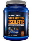 BODYTECH Whey Protein Isolate Powder - with 25 Grams of Protein per Serving & BCAA's - Ideal for Post-Workout Muscle Building & Growth, Contains Milk & Soy - Rich Chocolate (1.5 Pound)