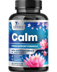 Nature's Nutrition Calm & Stress Support Supplement - with Magnesium, Ashwagandha, 5-HTP, L-Theanine, GABA - Natural Stress & Immune Support to Relax, Focus, Unwind - Vegan & Non-GMO - 60 Capsules