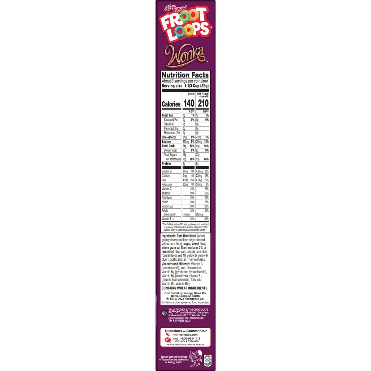 Willy Wonka Froot Loops Cold Breakfast Cereal Turns Milk Berrylicious Breakfast Snacks Berrylicious 78oz Box 1 Box