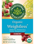 Traditional Medicinals Organic Weightless Cranberry Herbal Tea Relieves Temporary Water Weight Gain Pack of 1  16 Tea Bags