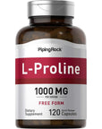 Piping Rock L-Proline 1000mg | 120 Capsules | Free Form | Non-GMO, Gluten Free Supplement