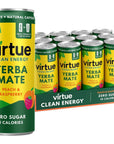 Virtue Yerba Mate Peach  Raspberry  Natural Energy Drink  Sugar Free Zero Calories 84 oz Pack of 12