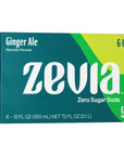 Zevia Zero Calorie Soda Ginger Ale 12 Ounce Cans Pack of 6