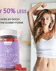 Saffron Supplement Gummies - 100% Pure Saffron Extract Whole Herb Gummies with Honey for Boost Energy, Vitamin B6, B12, D3, C - Sugar Free - Organic, Vegan, Non-GMO - Mixed Berry Flavor - 60 Cts