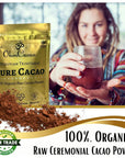 Ohm Pure Cacao Powder  Unsweetened Organic Cacao Powder  Natural Iron  Magnesium Supplement  Brownie Mix Raw Cocoa Powder Vegan Hot Chocolate Mix 33 Servings 7oz